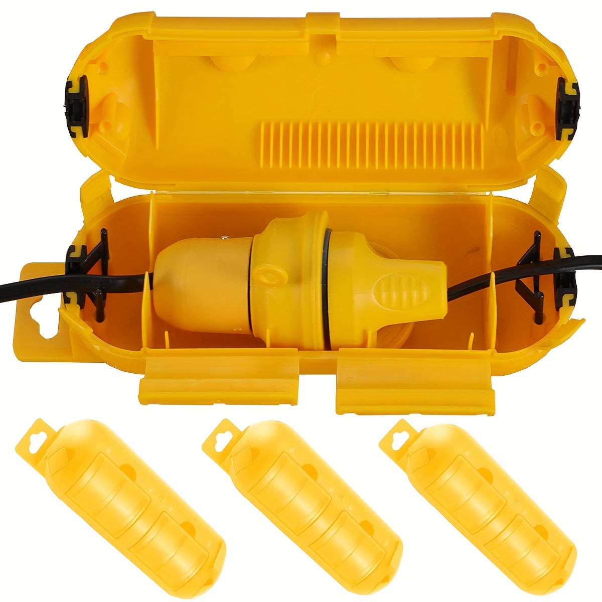 Outdoor Power Outlet Box - Przedłużacz z żółtym przewodem, osłoną zabezpieczającą